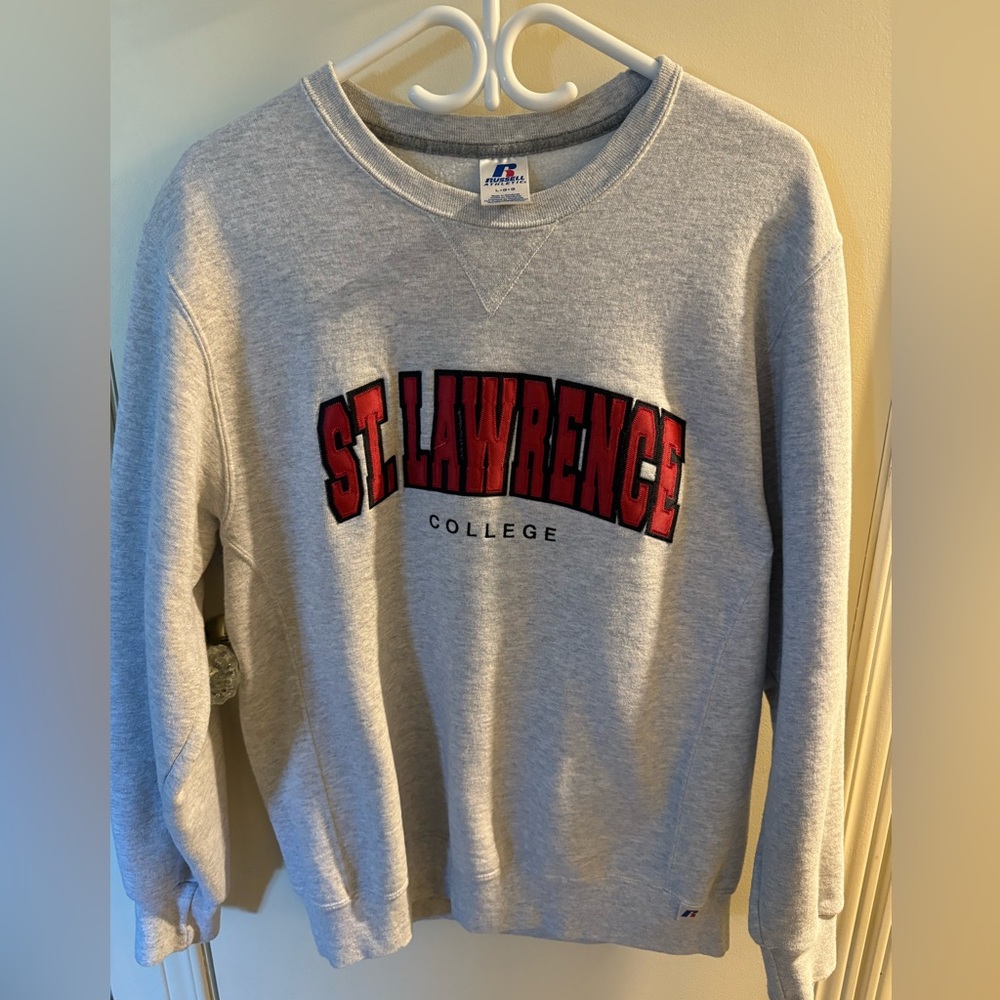 Unisex crew sweater. St Lawrence College. Lg